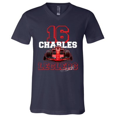 Cool Charles Leclerc 16 F1 Racing V-Neck T-Shirt