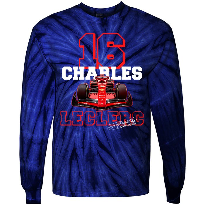 Cool Charles Leclerc 16 F1 Racing Tie-Dye Long Sleeve Shirt