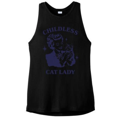 Childless Cat Lady Kamala 2024 Harris Feminist Women Rights Gift Ladies PosiCharge Tri-Blend Wicking Tank