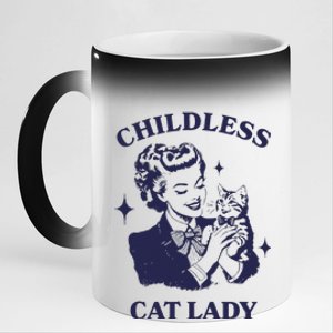 Childless Cat Lady Kamala 2024 Harris Feminist Women Rights Gift 11oz Black Color Changing Mug