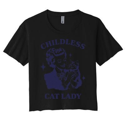 Childless Cat Lady Kamala 2024 Harris Feminist Women Rights Gift Women's Crop Top Tee