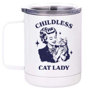 Childless Cat Lady Kamala 2024 Harris Feminist Women Rights Gift 12 oz Stainless Steel Tumbler Cup