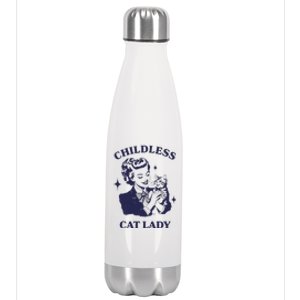 Childless Cat Lady Kamala 2024 Harris Feminist Women Rights Gift Stainless Steel Insulated Water Bottle