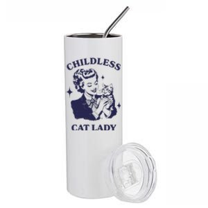 Childless Cat Lady Kamala 2024 Harris Feminist Women Rights Gift Stainless Steel Tumbler