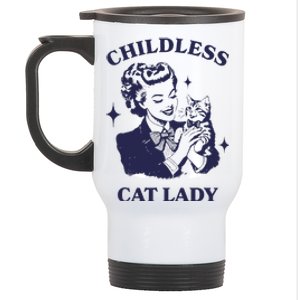 Childless Cat Lady Kamala 2024 Harris Feminist Women Rights Gift Stainless Steel Travel Mug