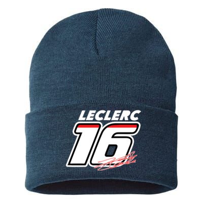 Cool Charles Leclerc 16 F1 Racing Sustainable Knit Beanie