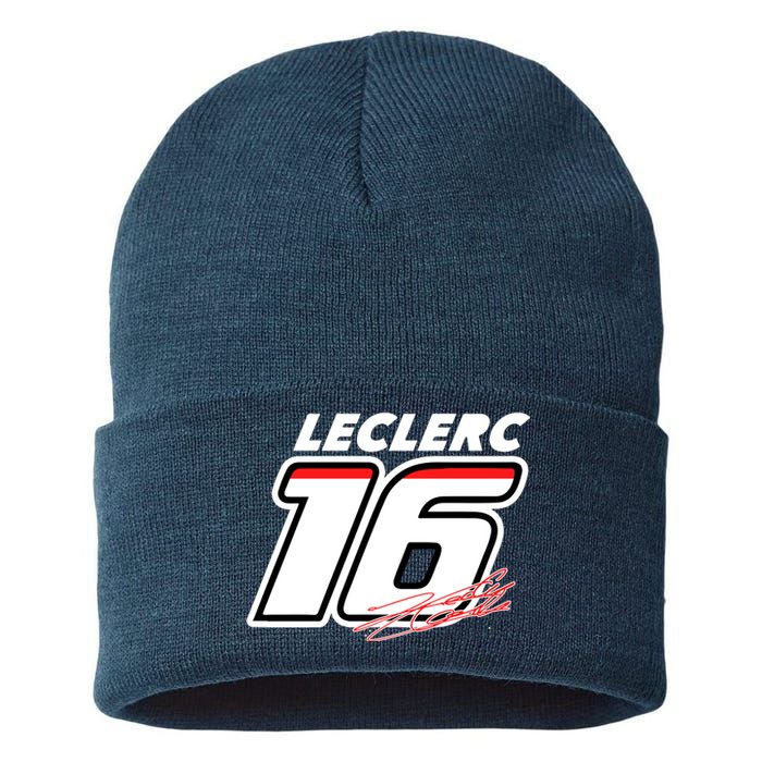 Cool Charles Leclerc 16 F1 Racing Sustainable Knit Beanie