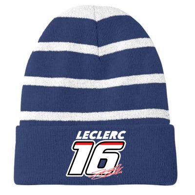 Cool Charles Leclerc 16 F1 Racing Striped Beanie with Solid Band