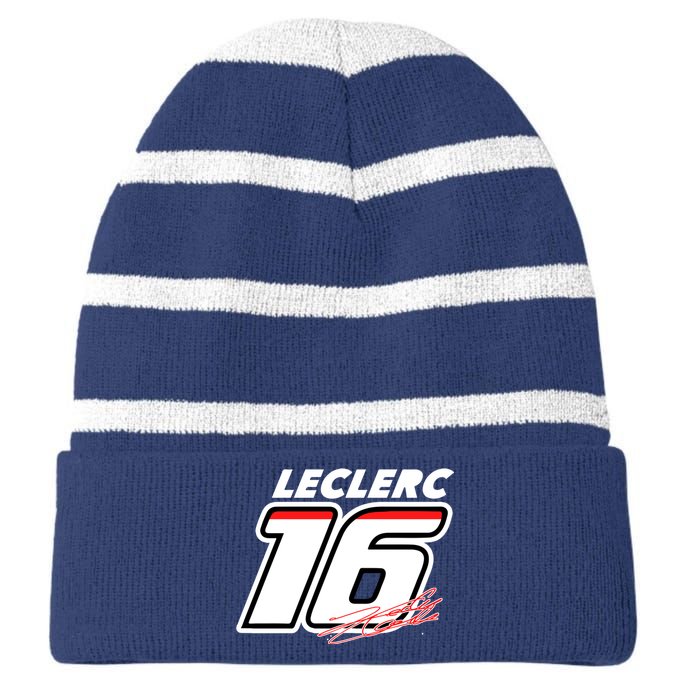 Cool Charles Leclerc 16 F1 Racing Striped Beanie with Solid Band