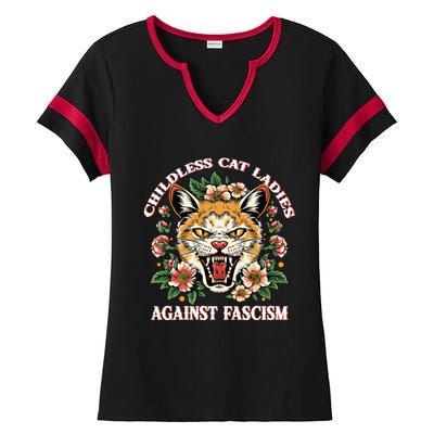 Childless Cat Ladies Against Fascism Ladies Halftime Notch Neck Tee