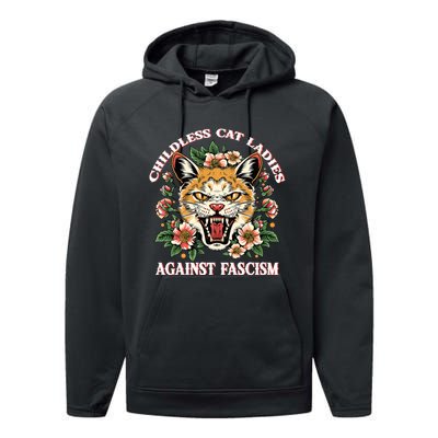 Childless Cat Ladies Against Fascism Performance Fleece Hoodie