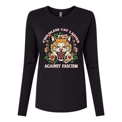 Childless Cat Ladies Against Fascism Womens Cotton Relaxed Long Sleeve T-Shirt