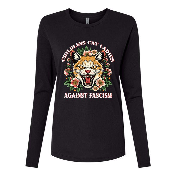 Childless Cat Ladies Against Fascism Womens Cotton Relaxed Long Sleeve T-Shirt