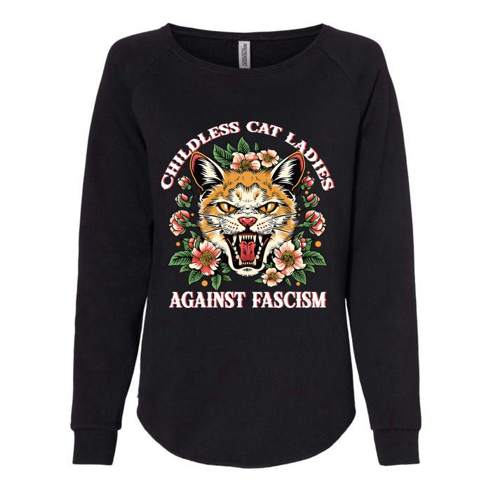 Childless Cat Ladies Against Fascism Womens California Wash Sweatshirt