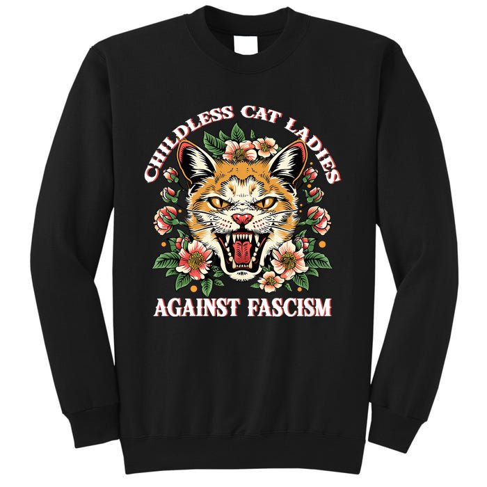 Childless Cat Ladies Against Fascism Tall Sweatshirt