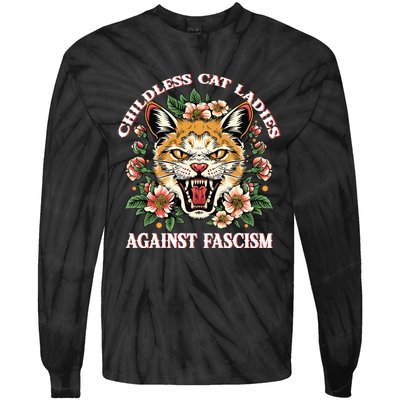 Childless Cat Ladies Against Fascism Tie-Dye Long Sleeve Shirt