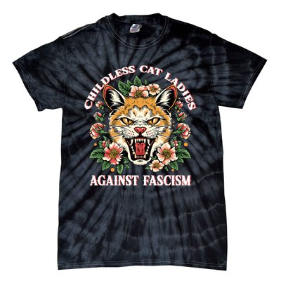 Childless Cat Ladies Against Fascism Tie-Dye T-Shirt