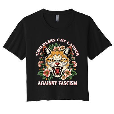 Childless Cat Ladies Against Fascism Women's Crop Top Tee