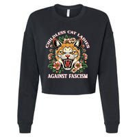 Childless Cat Ladies Against Fascism Cropped Pullover Crew