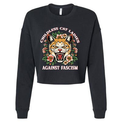 Childless Cat Ladies Against Fascism Cropped Pullover Crew