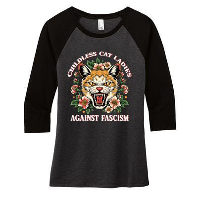 Childless Cat Ladies Against Fascism Women's Tri-Blend 3/4-Sleeve Raglan Shirt