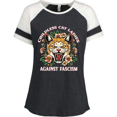 Childless Cat Ladies Against Fascism Enza Ladies Jersey Colorblock Tee