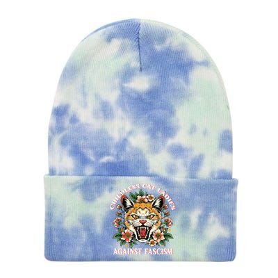 Childless Cat Ladies Against Fascism Tie Dye 12in Knit Beanie