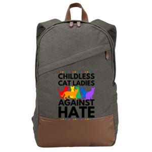 Childless Cat Ladies Against Hate Vote For Kamala Harris Cotton Canvas Backpack