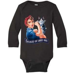 Childless Cat Ladies Vote Rosie The Riveter Baby Long Sleeve Bodysuit