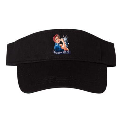 Childless Cat Ladies Vote Rosie The Riveter Valucap Bio-Washed Visor