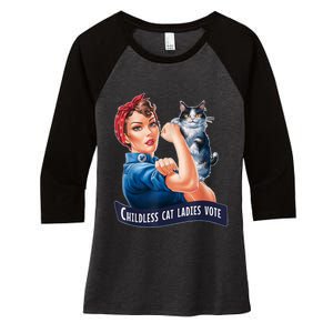 Childless Cat Ladies Vote Rosie The Riveter Women's Tri-Blend 3/4-Sleeve Raglan Shirt