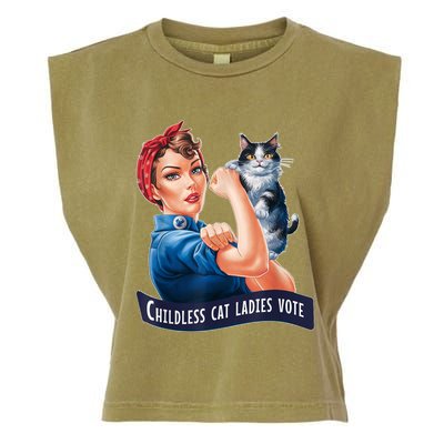 Childless Cat Ladies Vote Rosie The Riveter Garment-Dyed Women's Muscle Tee