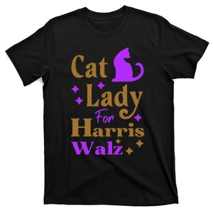 Childless Cat Lady For Kamala Harris Tim Walz Waltz 2024 T-Shirt