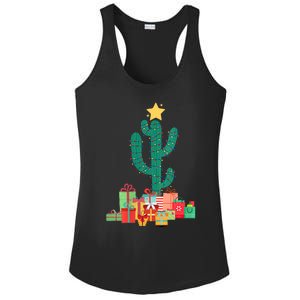 Cactus Christmas Lights With Presents Cactus Christmas Tree Ladies PosiCharge Competitor Racerback Tank