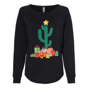 Cactus Christmas Lights With Presents Cactus Christmas Tree Womens California Wash Sweatshirt