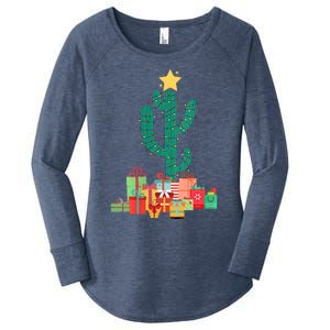 Cactus Christmas Lights With Presents Cactus Christmas Tree Women's Perfect Tri Tunic Long Sleeve Shirt