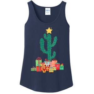 Cactus Christmas Lights With Presents Cactus Christmas Tree Ladies Essential Tank