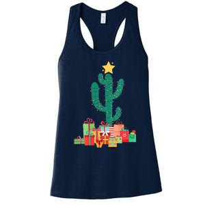 Cactus Christmas Lights With Presents Cactus Christmas Tree Women's Racerback Tank