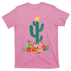 Cactus Christmas Lights With Presents Cactus Christmas Tree T-Shirt