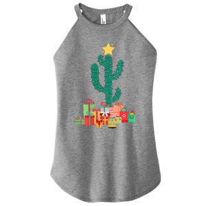 Cactus Christmas Lights With Presents Cactus Christmas Tree Women's Perfect Tri Rocker Tank