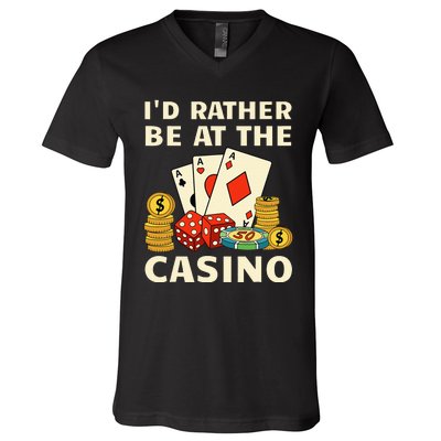 Cool Casino Lover Art For Women Casino Gambling Gambler V-Neck T-Shirt