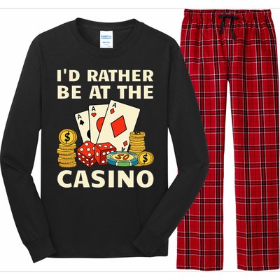 Cool Casino Lover Art For Women Casino Gambling Gambler Long Sleeve Pajama Set