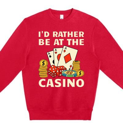 Cool Casino Lover Art For Women Casino Gambling Gambler Premium Crewneck Sweatshirt