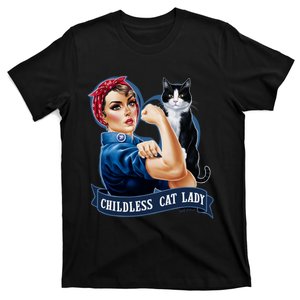 Childless Cat Lady Design Rosie The Riveter T-Shirt