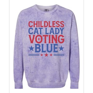 Childless Cat Lady Voting Blue Graphic Colorblast Crewneck Sweatshirt