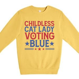 Childless Cat Lady Voting Blue Graphic Premium Crewneck Sweatshirt