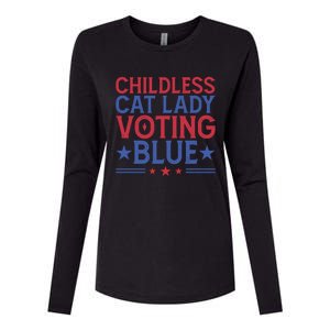 Childless Cat Lady Voting Blue Graphic Womens Cotton Relaxed Long Sleeve T-Shirt