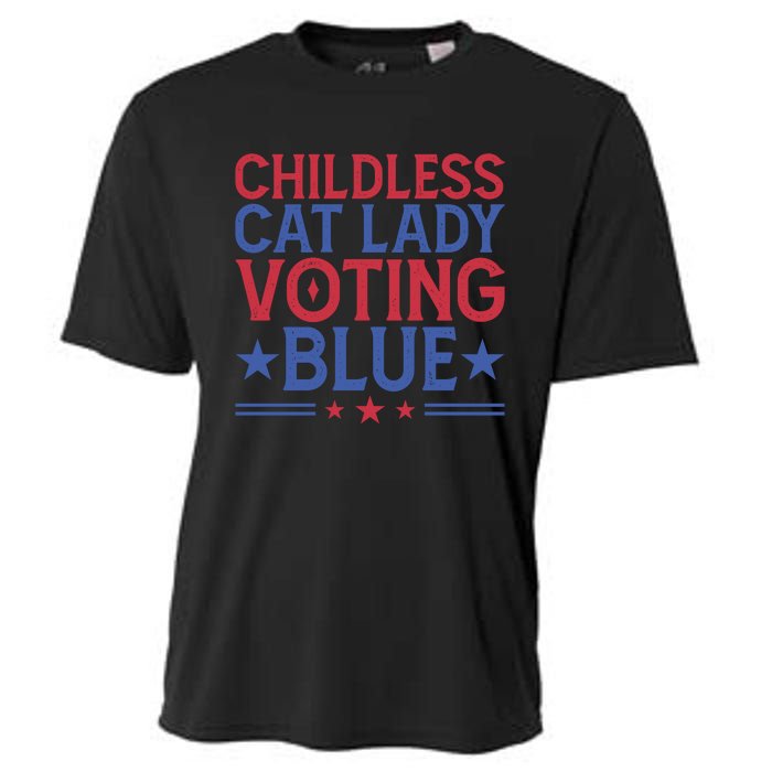 Childless Cat Lady Voting Blue Graphic Cooling Performance Crew T-Shirt