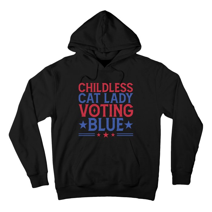 Childless Cat Lady Voting Blue Graphic Hoodie