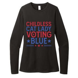 Childless Cat Lady Voting Blue Graphic Womens CVC Long Sleeve Shirt